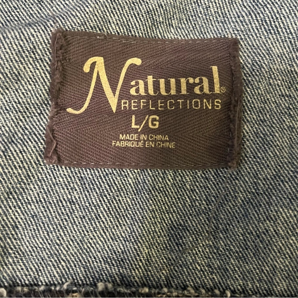 Natural Reflections Denim Jacket Womens Sz L Button Up Aztec Southwestern Boho - Picture 5 of 7